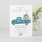 リトルカボチャ青い水色ボーイベビーシャワー 招待状 (スタンド正面)