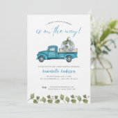 リトルカボチャ青い水色ボーイベビーシャワー 招待状 (スタンド正面)