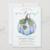 リトルカボチャ青い水色ボーイベビーシャワー 招待状 (正面)