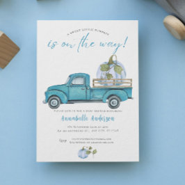 リトルカボチャ青い水色ボーイベビーシャワー 招待状