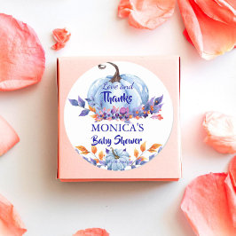 リトルカボチャ青い男の子の赤ちゃんシャワーの賛成 ラウンドシール