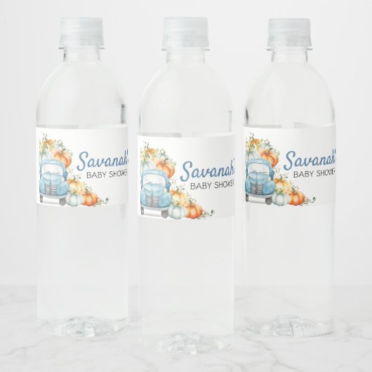 リトルカボチャ青トラック赤ちゃんシャワー ペットボトルラベル (ボトル)