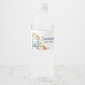 リトルカボチャ青トラック赤ちゃんシャワー ペットボトルラベル (正面)