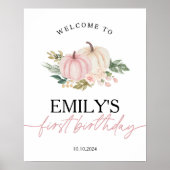 リトルカボチャ1つの誕生日ウェルカムサイン ポスター (正面)