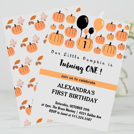 リトルカボチャ1ハロウィーン1歳の誕生日を変える 招待状