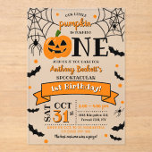 リトルカボチャ1ハロウィーン1歳の誕生日 アクリル招待状 (正面)