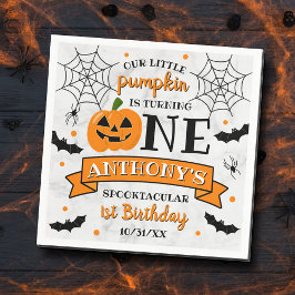 リトルカボチャ1ハロウィーン1歳の誕生日 スタンダードカクテルナプキン