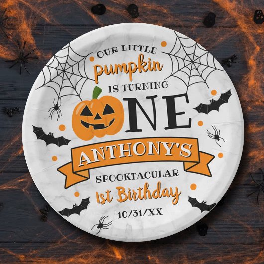 リトルカボチャ1ハロウィーン1歳の誕生日 ペーパープレート