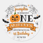 リトルカボチャ1ハロウィーン1歳の誕生日 ラウンドシール (正面)