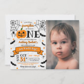 リトルカボチャ1ハロウィーン1歳の誕生日 招待状 (正面)