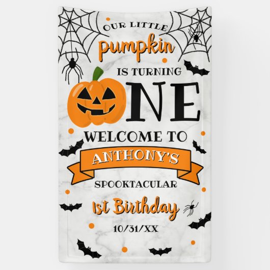 リトルカボチャ1ハロウィーン1歳の誕生日 横断幕 (縦)