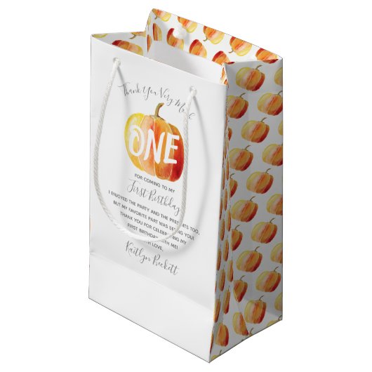 リトルカボチャ1歳の誕生日ありがとう スモールペーパーバッグ (正面アングル)