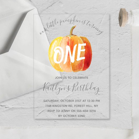 リトルカボチャ1歳の誕生日 アクリル招待状