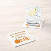 リトルカボチャ1歳の誕生日 スクエアペーパーコースター (インサイチュ)