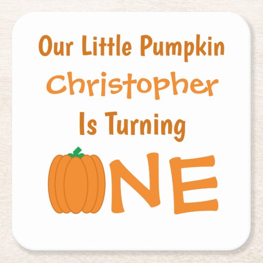 リトルカボチャ1歳の誕生日 スクエアペーパーコースター (正面)