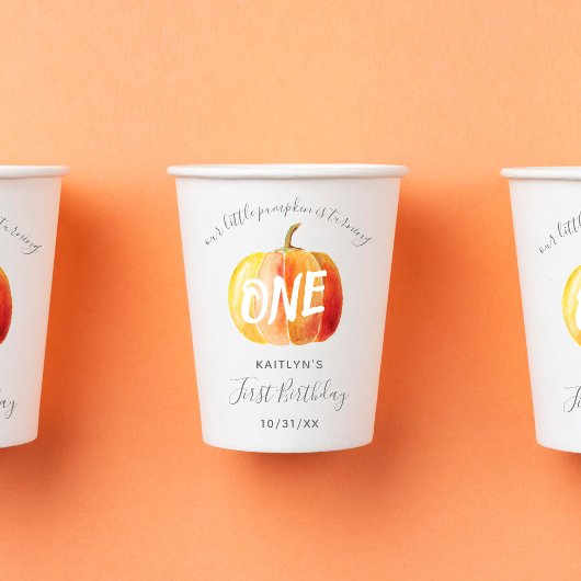 リトルカボチャ1歳の誕生日 紙コップ