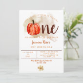 リトルカボチャ1stバースデーウォーターカラーオレンジ秋 招待状 (スタンド正面)