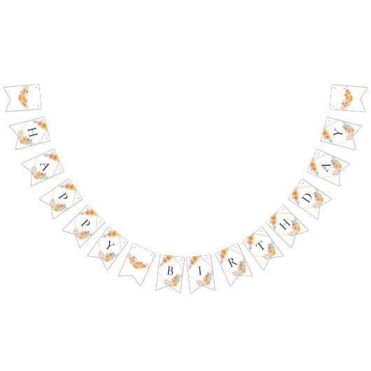 リトルカボチャ1stバースデーウォーターカラー秋秋 バンティングフラッグ (全)