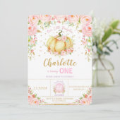 リトルカボチャ1stバースデーガールピンクフローラ 招待状 (スタンド正面)