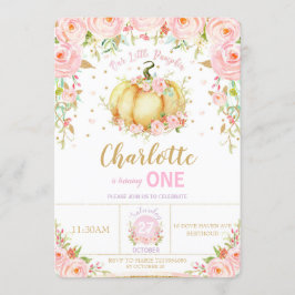 リトルカボチャ1stバースデーガールピンクフローラ 招待状