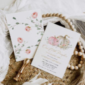 リトルカボチャ1stバースデーピンクフローラ招待状 招待状