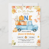 リトルカボチャ1st誕生日パーティーボーイブルートラック 招待状 (正面)