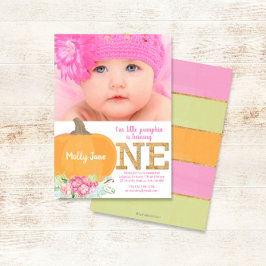 リトルカボチャ1st誕生日招待状秋写真 招待状