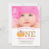 リトルカボチャ1st誕生日秋写真 招待状 (正面)