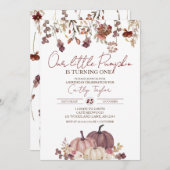 リトルカボチャ1st誕生日、フローラファースト誕生日 招待状 (正面/裏面)