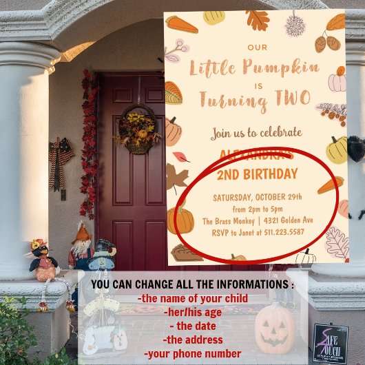 リトルカボチャ2ハロウィーン2回目の誕生日を変える 招待状