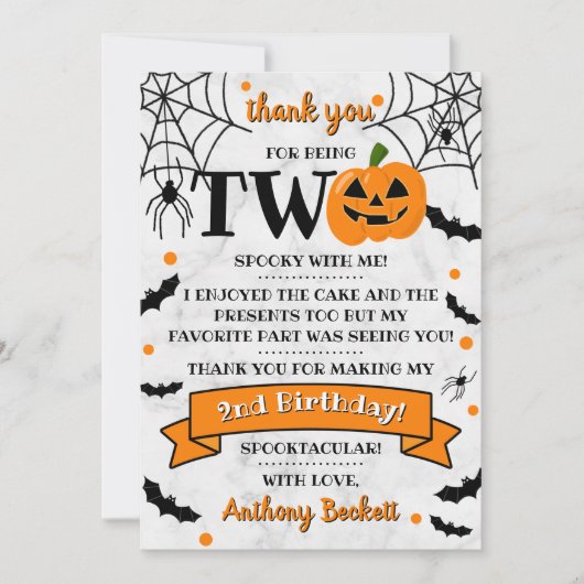 リトルカボチャ2ハロウィーン2回目の誕生日 サンキューカード (正面)