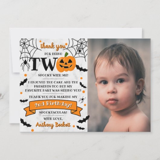 リトルカボチャ2ハロウィーン2回目の誕生日 サンキューカード (正面)