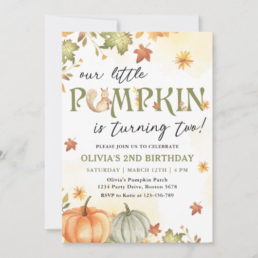 リトルカボチャ2nd誕生日パーティの招待状 招待状 (正面)