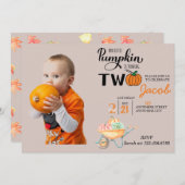 リトルカボチャ2nd誕生日子供の誕生日パーティーイン 招待状 (正面/裏面)