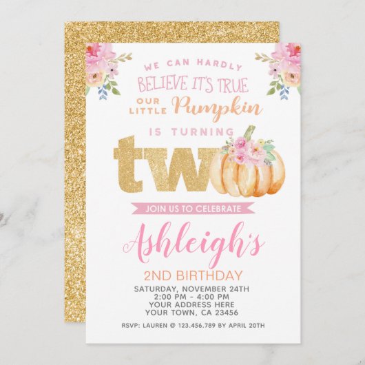 リトルカボチャ2nd誕生日招待状 招待状 (正面/裏面)