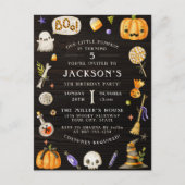 リトルカボチャ |かわいいハロウィーンの誕生日写真 インビテーションポストカード (正面)