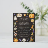 リトルカボチャ |かわいいハロウィーンの誕生日写真 インビテーションポストカード (スタンド正面)