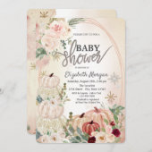 リトルカボチャ,バラ,雪片ベビーシャワー 招待状 (正面/裏面)