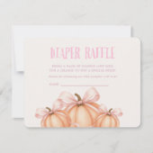 リトルカボチャ、ピンクボウ、コケットおむつラッフル 招待状 (正面)