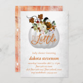 リトルカボチャ |焦げたオレンジ色のフローラ赤ちゃんシャワー 招待状 (正面/裏面)