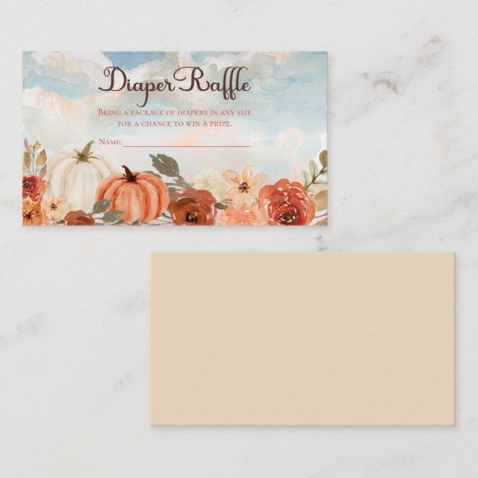 リトルカボチャ |秋ベビーシャワーおむつラッフル エンクロージャーカード (正面/裏面)