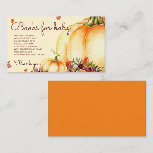 リトルカボチャ、紅葉の赤ちゃんシャワー 名刺 (正面/裏面)