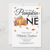 リトルカボプキンターニングワンオータム秋誕生日 招待状 (正面)