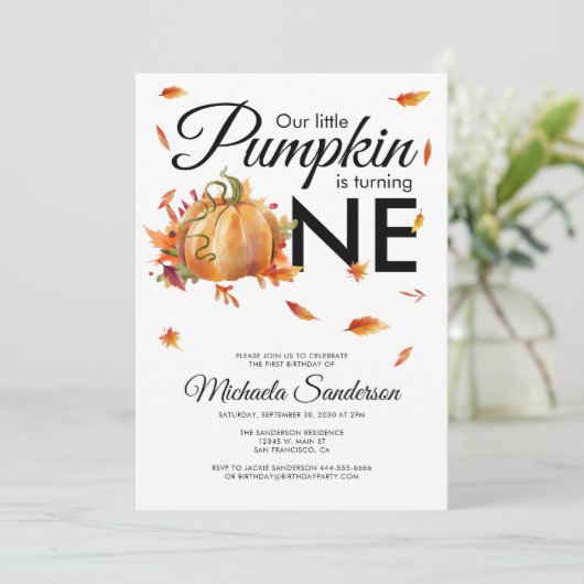 リトルカボプキンターニングワンオータム秋誕生日 招待状 (スタンド正面)