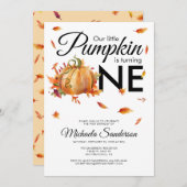 リトルカボプキンターニングワンオータム秋誕生日 招待状 (正面/裏面)