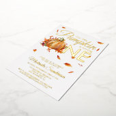 リトルカボプキンターニングワンオータム秋誕生日 箔招待状 (回転した状態)