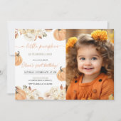 リトルカボプキンファースト誕生日写真 招待状 (正面)