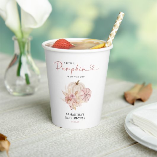 リトルカボプキンボホピンクパンパスグラスベビーシャワー 紙コップ (インサイチュ)