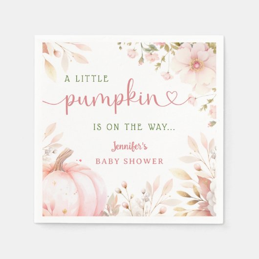 リトルカボンプキンオンザウェイガール秋ベビーシャワー スタンダードカクテルナプキン (正面)