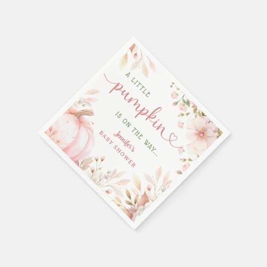 リトルカボンプキンオンザウェイガール秋ベビーシャワー スタンダードカクテルナプキン (角)